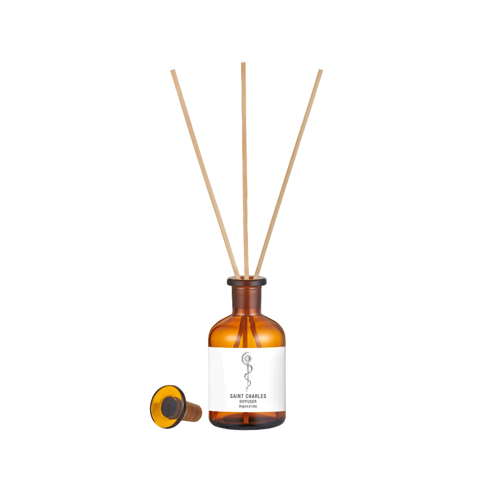 Diffuser Alpenzirbe mit Holzstäbchen