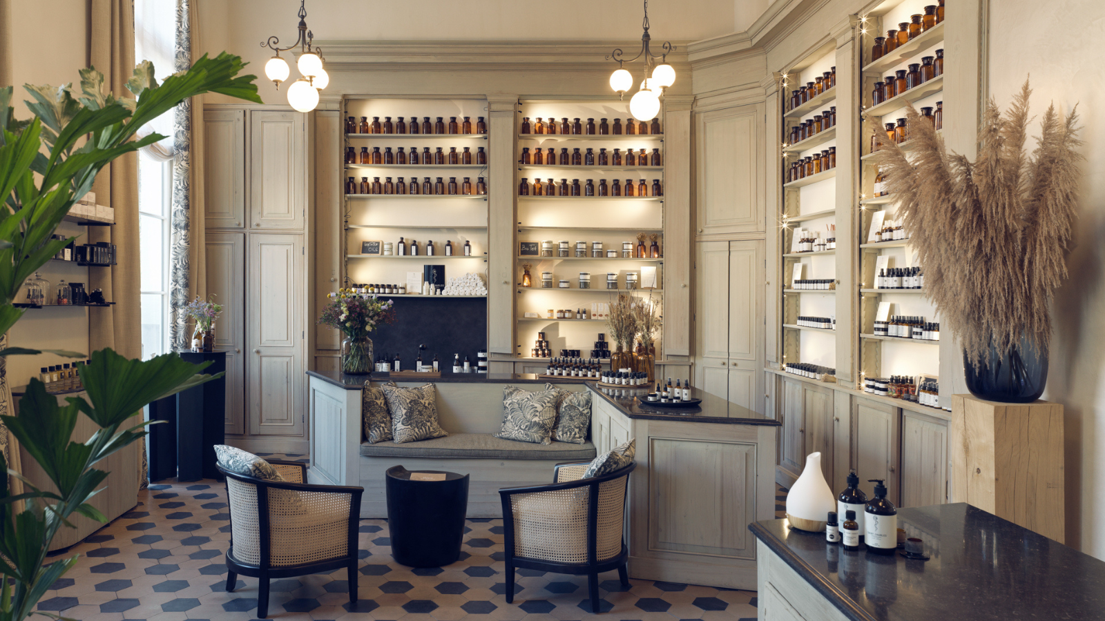 old pharmacy with beige interior is today's Saint Charles Store in Antwerp